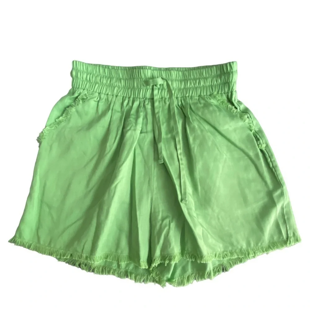 NEW Sedge Green Drawstring Raw Hem Shorts Size XS - Picture 2 of 7